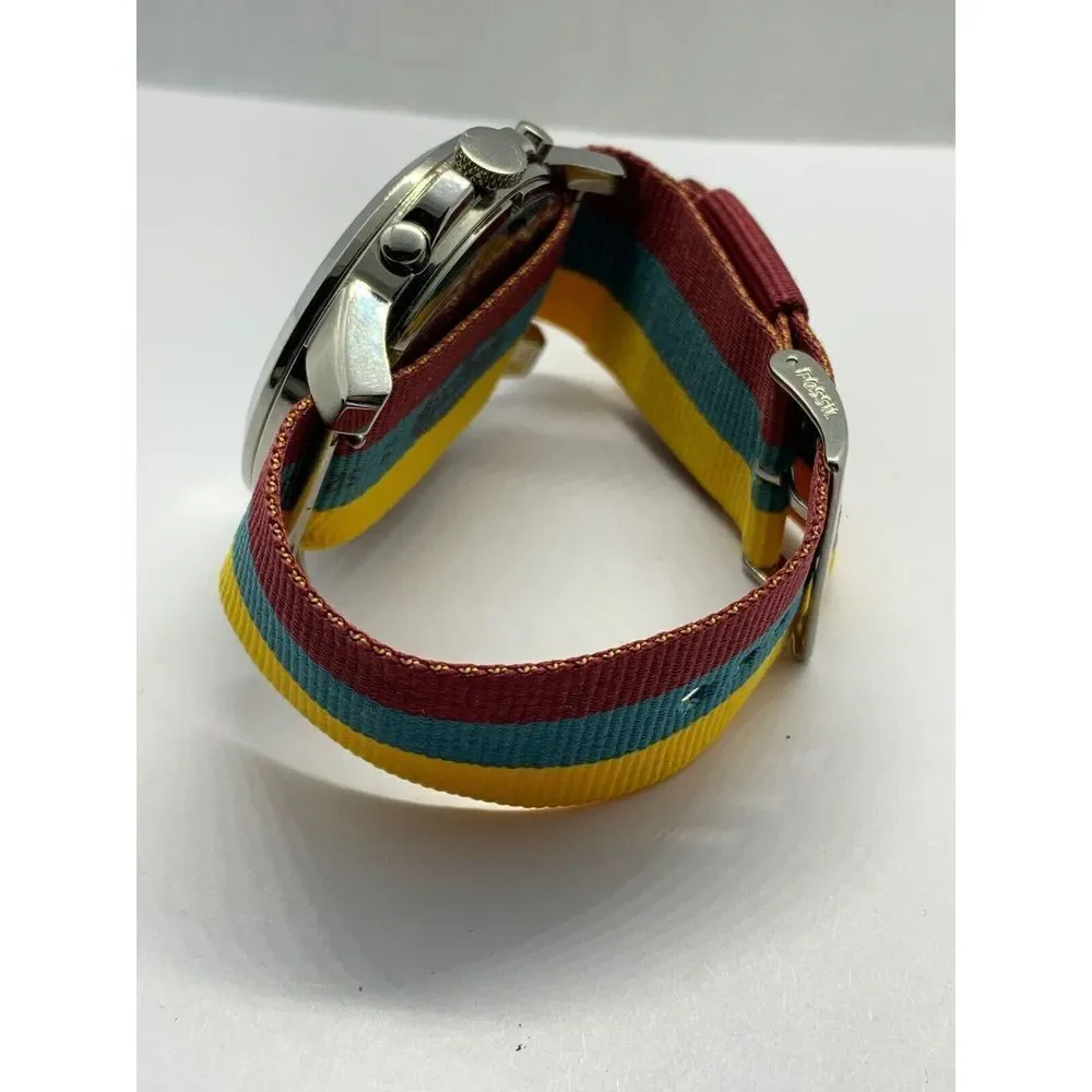 Fossil FS4736 Men's Multicolor Fabric Analog Black Dial Quartz Wrist Watch OJ54